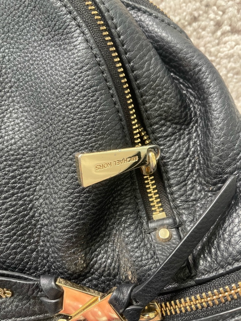 Michael Kors Black Pebbled Leather Small Backpack with Gold Hardware - Picture 3 of 7